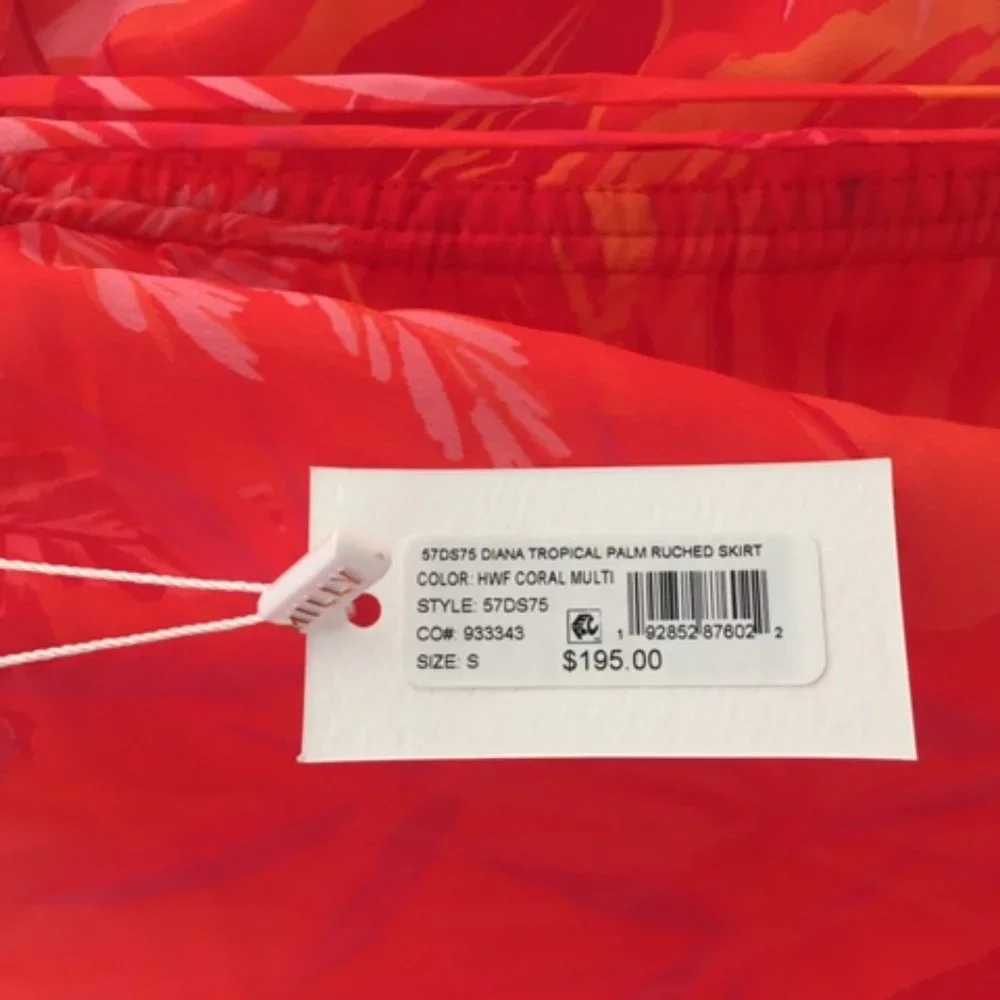 Milly Cabana Diana Tropical Palm Ruched Skirt Size Small - Picture 4 of 4